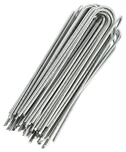 GardenMate 100-Pack Anti-Rust 8 Inch 9 Gauge Heavy-Duty U-Shaped Garden Securing Stakes/Spikes/Pins/Pegs - Hot Dipped Galvanized Sod Staples for Anchoring Landscape Fabric - style: 8" 9 gauge galv round top