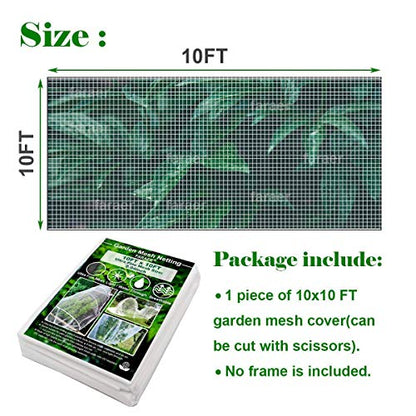 Garden Barrier Netting, Plant Covers 10x10Ft Ultra Fine Mesh Netting Protect for Vegetable Plants Fruits Flowers Crops Greenhouse Row Covers Raised Bed Barrier Screen Birds Protection Net (10x10ft) - size: 10ftx10ft
