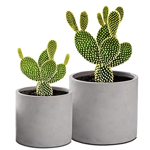 Ekirlin Planters for Indoor Plants, 3.5/4 Inch Plant Pots with Drainage Holes, Removable Rubber Stopper, Non-Slip Soft Pad - Grey Cement Concrete Planter for Most Indoor Outdoor Plants and Flowers - size: 3.5 + 4 inch set