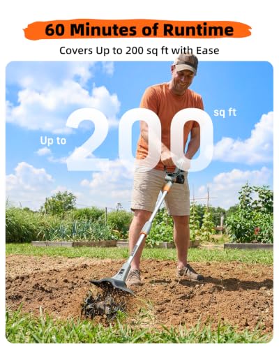 Cordless Tiller Cultivator for Gardening, Battery Powered Garden Rototiller - size: 9 inch x6.6 inch