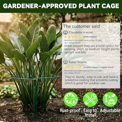 Thealyn 20 Pack Plant Support Stakes, 10" x 24" Peony Cages and Supports - size: 20Pack 10"x24"