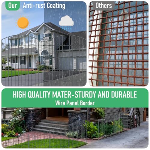 10 Panel No Dig Metal Garden Fence 40"H x 23.6'L Dog Fence Outdoor for Yard - size: 10pc 23.6 ft(L) X 40 in(H)-Convex