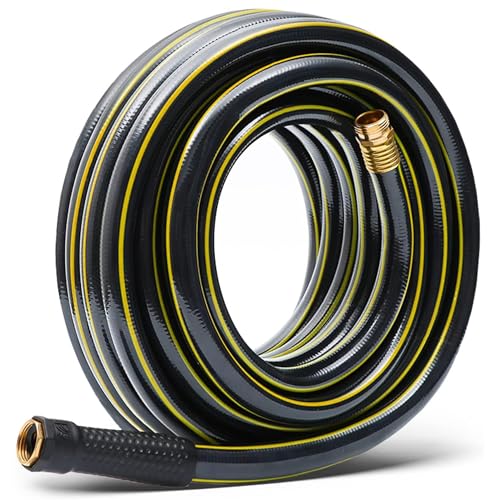25 ft Heavy Duty 3/4 in. Garden Hose, Solution4Patio, Male/Female Fittings - color: Black/Yellow, size: 3/4 in. x 25 ft.