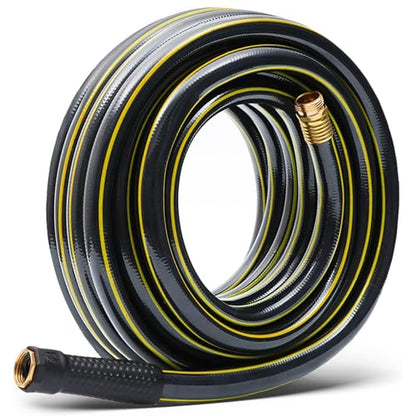 25 ft Heavy Duty 3/4 in. Garden Hose, Solution4Patio, Male/Female Fittings - color: Black/Yellow, size: 3/4 in. x 25 ft.