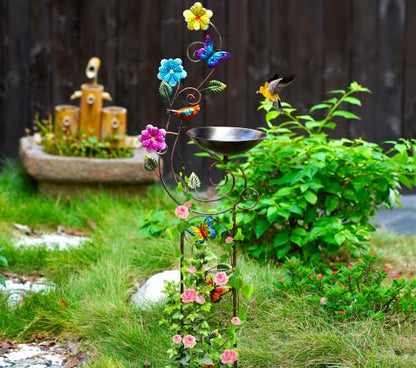 YYWMWM Metal Bird Bath with Trellis for Outside, 57” Height Birdbaths & Supports, Small Garden Decorative Trellises for Climbing Flowers Outdoor (Butterfly) - style: Butterfly