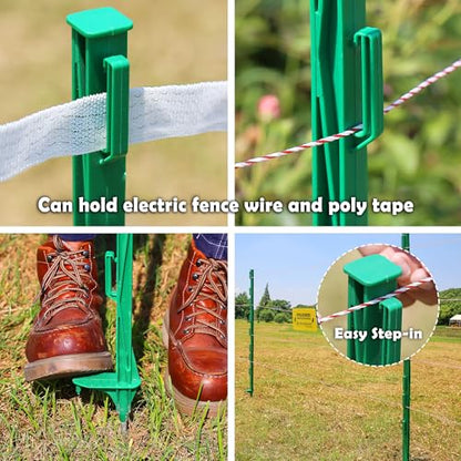 50PCS 48" Plastic Step-in Electric Fence Posts with Clips, Green - color: Green-50PCS