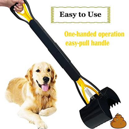 ienjoyed 32" Large Dog Pooper Scooper for Large Dogs Heavy Duty, Non-Breakable Dog Poop Scooper with Wide Handle for Grass, Gravel, Durable Dog Poop Pick Up Tool, Long Handled Poop Grabber - color: 32-inch(Yellow)