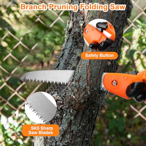 6Pcs Pruning Shears Set with Bypass Pruning Shears, Garden Scissors, Pruning Snips,Saw,Gloves,Storage Bag,Handheld Garden Shears Set for Plant