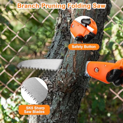 6Pcs Pruning Shears Set with Bypass Pruning Shears, Garden Scissors, Pruning Snips,Saw,Gloves,Storage Bag,Handheld Garden Shears Set for Plant