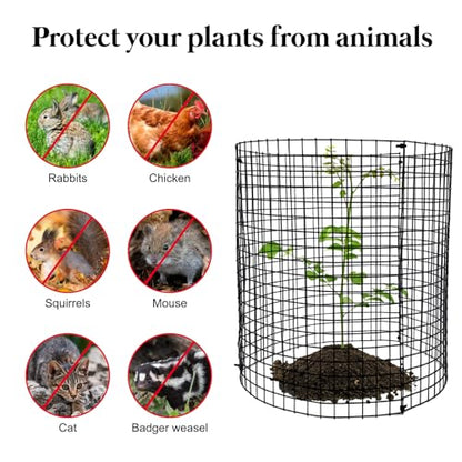 24 PCS Round Plant Protector from Animals, 8 Pack 12'' x 12'' Metal Plant Cages，24Pcs Metal Mesh to Keep Animals Out, Garden Protection Bunny Barricades, Wire Plant Protectors for Rabbits Chicken Duck - size: 24 Pcs Metal Mesh