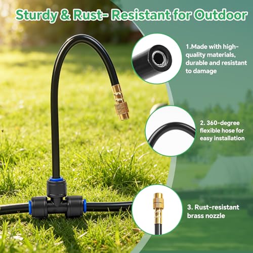 33Ft 1/4" Drip Irrigation System for Garden – Automatic Atomizing Sprinkler System for Outdoor Plants Raised Bed, Yard, Potted Plants & Lawn - size: 33FT 1/4'' Main tube
