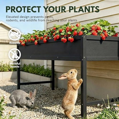 PASAMIC Raised Garden Bed with Legs, 48" HIPS Sturdy Elevated Planter Box - color: Black, size: 48x24x30in