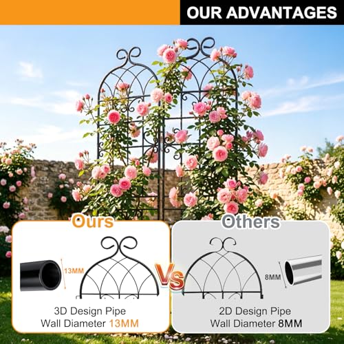 YOBAZAN Metal Garden Trellis 71"x40", Plant Support Trellis - style: 2 Pack