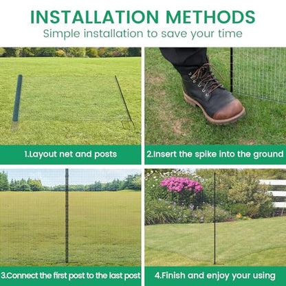 Non Electric Fence Netting 40" x164' Poultry Fence with Double Spiked Post - size: 40in x 164ft
