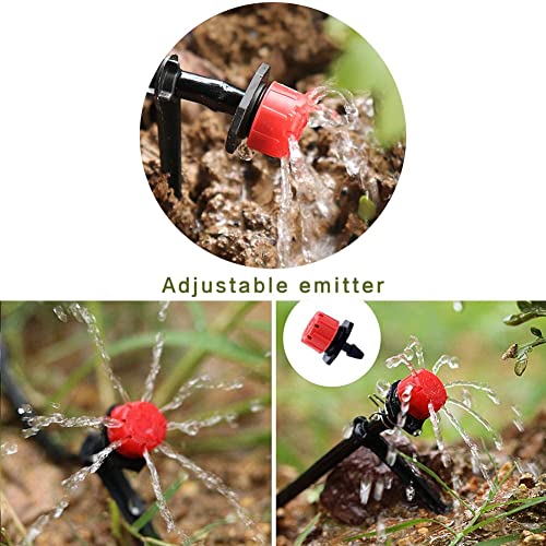 1/4 Inch Adjustable Drip Irrigation Parts, Irrigation Drippers Sprinklers for Drip Irrigation System (100)
