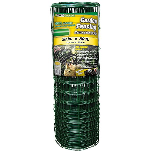 YARDGARD – 4 in. to 1 in. Mesh Welded Wire Fence – 28 in. x 50 ft. 16‑Gauge Vinyl Coated Galvanized Steel – for Rabbit Fencing | Garden Protection | Tree and Flower Barriers