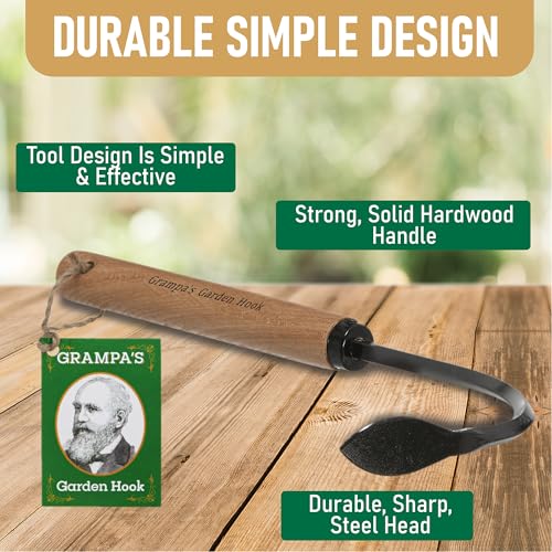 Grampa's Garden Hook Weeder & Cultivator Tool for Digging, Edging, Planting