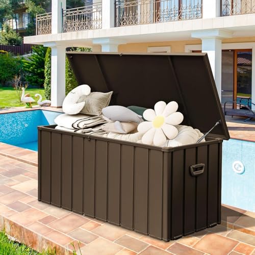 Space-Saving Patio Storage Cabinet - color: Dark Brown - 49.40 X 35.40 X 29.60 Inch