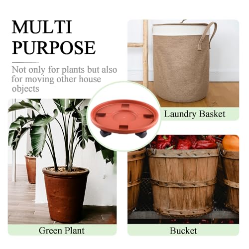 Rolling Plant Stand Outdoor 3 Pack 14 Inch Plant Caddy with Wheels, Red - color: Red, size: 14 inch