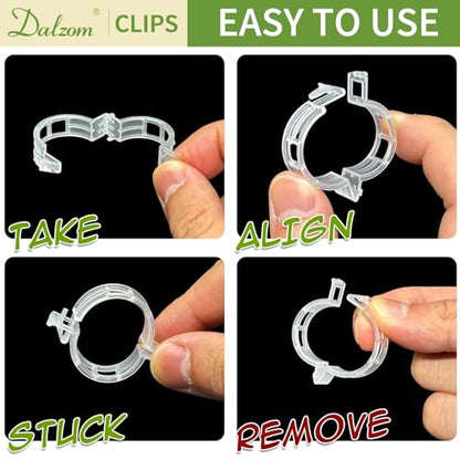 Dalzom® 300Pcs Tomato Clips, Plastic Trellis Clips Plant Support Clips, Plant Clips for Support, Grape Vine, Tomato Vine, Vegetables Plants, Garden Clips to Grow Upright Makes Plants Healthier - color: Translucent