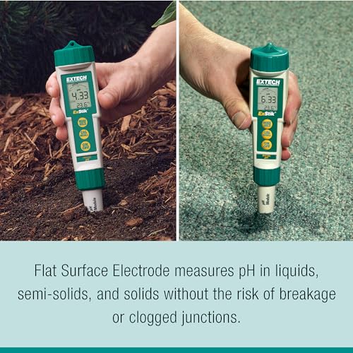 Extech PH100 Waterproof ExStik II pH Meter Kit with Flat Surface Electrode and Temperature LCD Display - style: pH