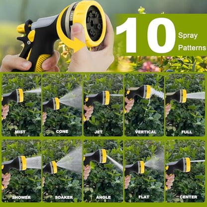 Garden Hose Nozzle with Adjustable 10 Watering Patterns Hose Spray Nozzle - color: Yellow