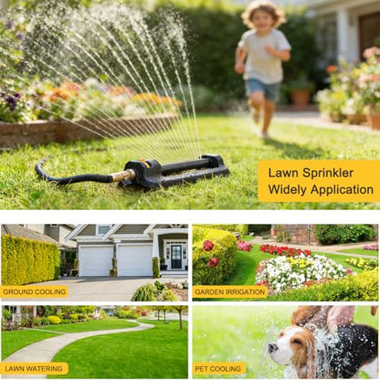 FANHAO Oscillating Sprinkler for Yard, Garden and Flower Beds, Covers Up to 3,600 sq. ft., Durable Lawn Sprinkler with 19 Precision Nozzles, Adjustable Range Watering System