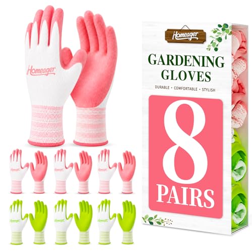 Womens Garden Gloves, 8 Pairs Mens Gardening Gloves for Weeding, Yard Glove - color: Large (Pack of 8)