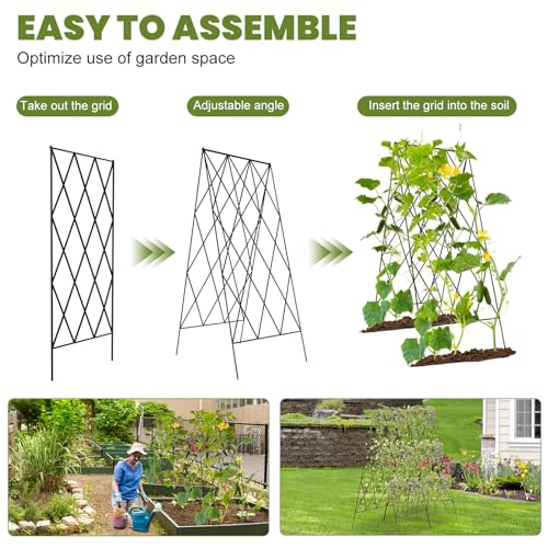 Cucumber Trellis 2 Pack,Foldable A-Frame Garden Trellis - color: Pitch Black, size: 39.4" H