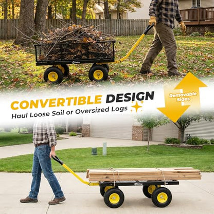 Sekey Steel Garden Cart, 1000 lb Capacity, Removable Sides, 10 in Tires - color: Black, size: 1000LBS
