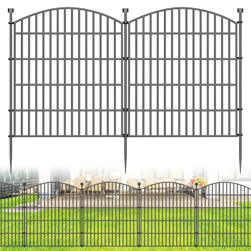 10 Panel No Dig Decorative Garden Fence 32" H x 23.6'L Outdoor Dog Barrier - size: 32 in(H) X 23.6 ft(L)