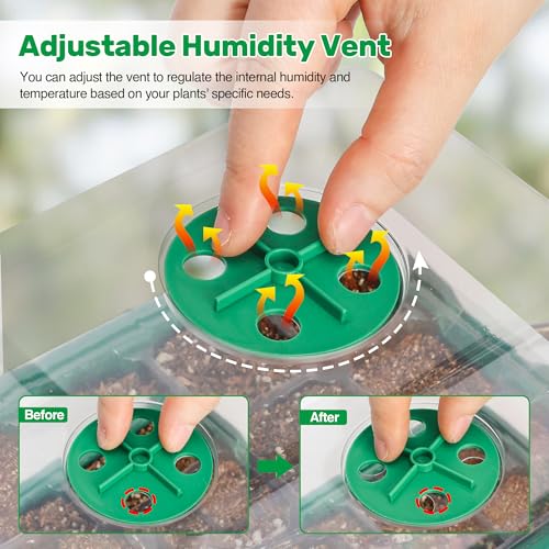 Bonviee 10-Pack Seed Starter Trays, Tall Dome, Base, 12-Cell Tray, Green - color: Green, size: 10 Packs (120 Cells)