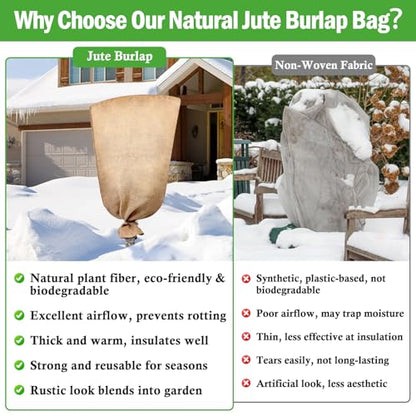 Legigo 3 Pack 24 X 40 Inch Burlap Bags for Winter Plant Frost Protection - size: 24 X 40 Inch