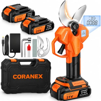 2.05'' / 56 mm Cordless Electric Pruning Shears | Longer Runtime | Brushless Motor | Anti-Slip Handle | Safety Switch | Ideal for Garden, Orchard & Tree Trimming