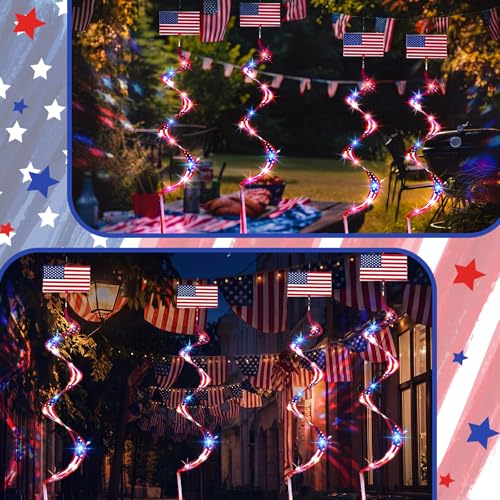 Beeveer 4pcs Lighted American Flag Windsock, Patriotic Windsock for Yard - style: American Flag