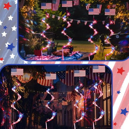 Beeveer 4pcs Lighted American Flag Windsock, Patriotic Windsock for Yard - style: American Flag