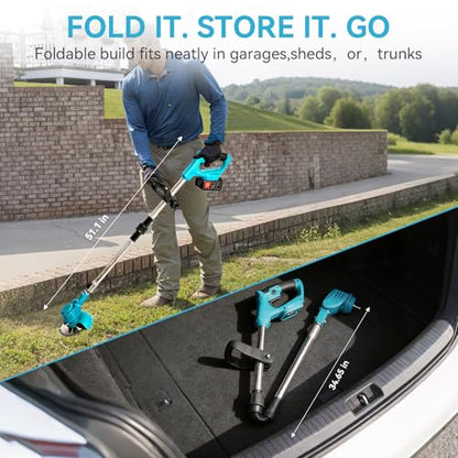 Cordless Weed Wacker, Electric Weed Eater with Dual Batteries