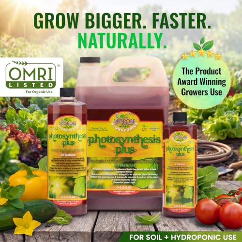Microbe Life Hydroponics Premium Photosynthesis Plus to Grow Fruits, Vegetables, and Herbs, The Best Professional Big Bud Grow, Use with Any Feeding Systems Including Hydroponics or Soil, 32 Ounces - size: 0.25 Gallons
