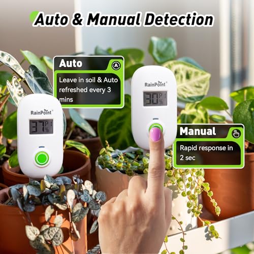 RAINPOINT Light-Driven Thermo-Hygrometer & Smart Digital Wireless Soil Moisture Meter (WiFi Hub Needed) Kit, Real-time Monitor Sensor Gardening Plant Care Essentials - color: Thermo-Hygrometer & Sensor Set