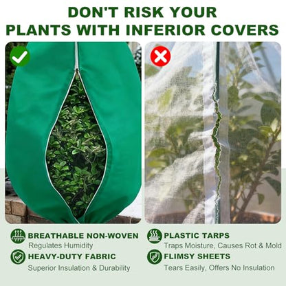 Plant Covers for Freeze Protection, 2 Pack 63" x 71" Drawstring - size: 63 x 71 Inch 2 Pack