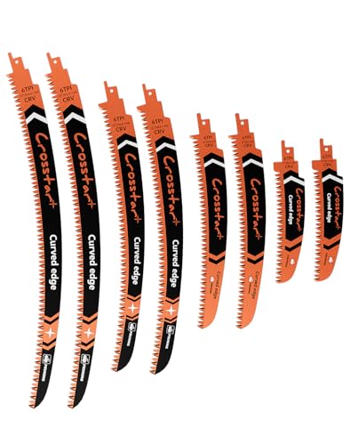 Crosstar 8Pcs Arc Edge Reciprocating Saw Blades,6/9/12/15inch 6TPI - size: 8 Sizes Set
