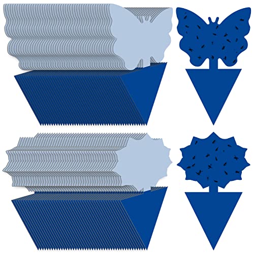 Landisun 96PCS Fruit Fly Traps Sticky Traps Fungus Gnat Traps Insect Bug Traps for Indoor Outdoor Kitchen Plants Whitefly Mosquitos Fungus Gnats Flying Insects - color: Blue, size: 96PCS