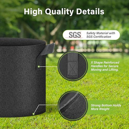 HealSmart Plant Grow Bags 7 Gallon, Tomoato Planter Pots 5-Pack with Handles, Aeration Nonwoven Fabric, Heavy Duty Gardening Planter for Vegetable, Herbs and Flowers, Black New - color: Black, 5 Pack, size: 7 Gallon New