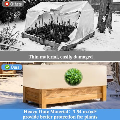 Plant Covers Freeze Protection 2 Pack with Elastic Drawstring & Magic Tape, 3.54 oz/yd² Cold Winter Frost Blanket Planter Box Cover for Raised Garden Bed Flower Pot, 43.3 x 15.7 x 17.7INCH - size: 43.3 x 15.7 x 17.7 Inch with Hook-and-Loop Closure