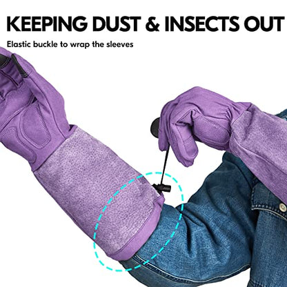 Vgo... Ladies' Synthetic Leather Extended Pig Split Leather Cuff Rose Pruning Thorn Proof Garden Gloves (Size L, Purple,SL6592W) - color: 1 Pair - Purple, size: Women's Large