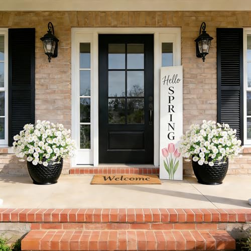 Hrobek Artificial Flowers for Outdoors Faux Petunias Plants UV Resistant - color: White