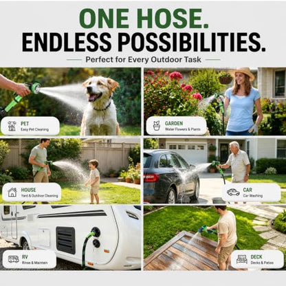 Ultra-Lightweight Garden Hose 25 ft with Spray Nozzles - size: 25 FT