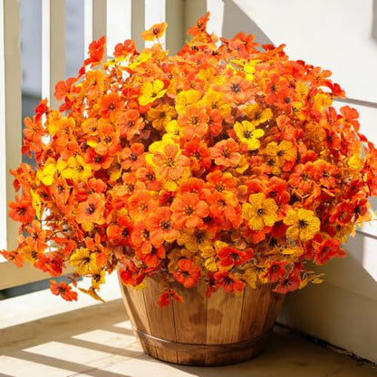 Grunyia 20 Bundles Artificial Outdoors Flowers (Yellow Orange) - color: Yellow Orange