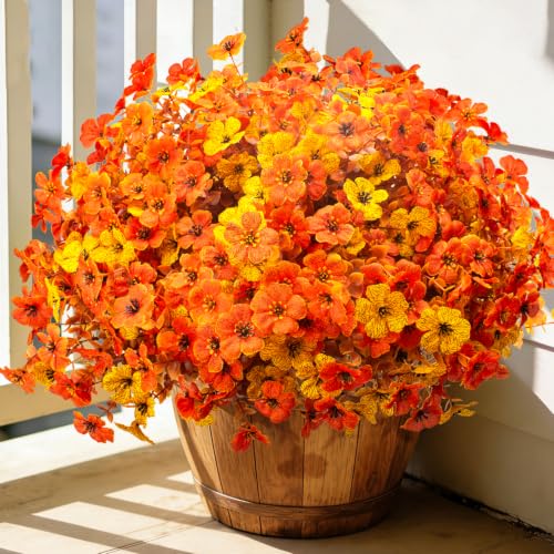 Grunyia 20 Bundles Artificial Outdoors Flowers (Yellow Orange) - color: Yellow Orange