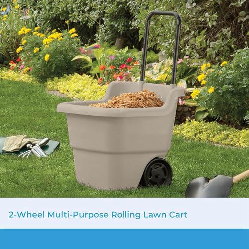 Suncast 2-Pack Multipurpose Rolling Lawn and Garden Utility Cart, 15 Gallon, Taupe - Outdoor Storage Carts with Wheels - Gardening Accessories, Tools, and Equipment - size: 2 Pack